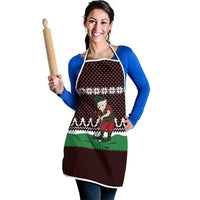 Christmas Golf Apron with Elf Golfer Argyle Plaid and Snowflake Pattern - Wonder Print Shop