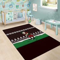 Christmas Golf Area Rug with Elf Golfer Argyle Plaid and Snowflake Pattern - Wonder Print Shop