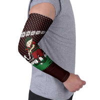 Christmas Golf Arm Sleeves with Elf Golfer Argyle Plaid and Snowflake Pattern - Wonder Print Shop