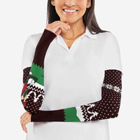 Christmas Golf Arm Sleeves with Elf Golfer Argyle Plaid and Snowflake Pattern - Wonder Print Shop