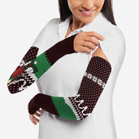 Christmas Golf Arm Sleeves with Elf Golfer Argyle Plaid and Snowflake Pattern - Wonder Print Shop