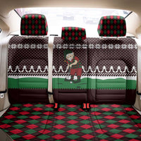 Christmas Golf Back Car Seat Cover with Elf Golfer Argyle Plaid and Snowflake Pattern - Wonder Print Shop