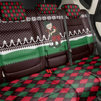 Christmas Golf Back Car Seat Cover with Elf Golfer Argyle Plaid and Snowflake Pattern - Wonder Print Shop