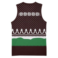 Christmas Golf Basketball Jersey with Elf Golfer Argyle Plaid and Snowflake Pattern - Wonder Print Shop
