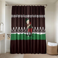 Christmas Golf Bathroom Set with Elf Golfer Argyle Plaid and Snowflake Pattern - Wonder Print Shop