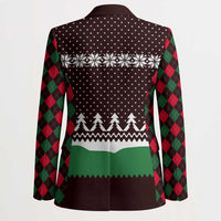 Christmas Golf Blazer with Elf Golfer Argyle Plaid and Snowflake Pattern - Wonder Print Shop