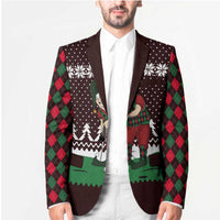 Christmas Golf Blazer with Elf Golfer Argyle Plaid and Snowflake Pattern - Wonder Print Shop