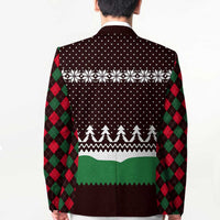 Christmas Golf Blazer with Elf Golfer Argyle Plaid and Snowflake Pattern - Wonder Print Shop
