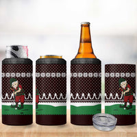Christmas Golf 4 in 1 Can Cooler Tumbler with Elf Golfer Argyle Plaid and Snowflake Pattern - Wonder Print Shop