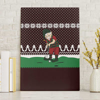 Christmas Golf Canvas Wall Art with Elf Golfer Argyle Plaid and Snowflake Pattern - Wonder Print Shop
