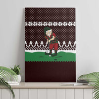 Christmas Golf Canvas Wall Art with Elf Golfer Argyle Plaid and Snowflake Pattern - Wonder Print Shop