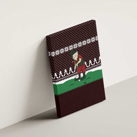 Christmas Golf Canvas Wall Art with Elf Golfer Argyle Plaid and Snowflake Pattern - Wonder Print Shop