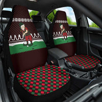 Christmas Golf Car Seat Cover with Elf Golfer Argyle Plaid and Snowflake Pattern - Wonder Print Shop