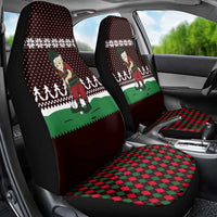 Christmas Golf Car Seat Cover with Elf Golfer Argyle Plaid and Snowflake Pattern - Wonder Print Shop