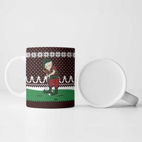 Christmas Golf Ceramic Mug with Elf Golfer Argyle Plaid and Snowflake Pattern - Wonder Print Shop