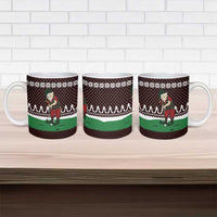 Christmas Golf Ceramic Mug with Elf Golfer Argyle Plaid and Snowflake Pattern - Wonder Print Shop