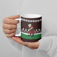 Christmas Golf Ceramic Mug with Elf Golfer Argyle Plaid and Snowflake Pattern - Wonder Print Shop