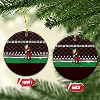 Christmas Golf Ceramic Ornament with Elf Golfer Argyle Plaid and Snowflake Pattern - Wonder Print Shop