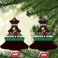 Christmas Golf Ceramic Ornament with Elf Golfer Argyle Plaid and Snowflake Pattern - Wonder Print Shop