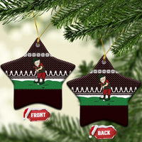 Christmas Golf Ceramic Ornament with Elf Golfer Argyle Plaid and Snowflake Pattern - Wonder Print Shop