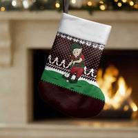 Christmas Golf Christmas Stocking with Elf Golfer Argyle Plaid and Snowflake Pattern - Wonder Print Shop