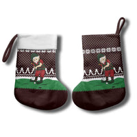 Christmas Golf Christmas Stocking with Elf Golfer Argyle Plaid and Snowflake Pattern - Wonder Print Shop