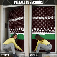 Christmas Golf Door Cover with Elf Golfer Argyle Plaid and Snowflake Pattern - Wonder Print Shop