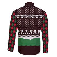 Christmas Golf Family Matching Long Sleeve Bodycon Dress and Hawaiian Shirt with Elf Golfer Argyle Plaid and Snowflake Pattern - Wonder Print Shop