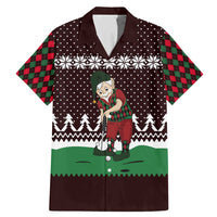 Christmas Golf Family Matching Mermaid Dress and Hawaiian Shirt with Elf Golfer Argyle Plaid and Snowflake Pattern - Wonder Print Shop