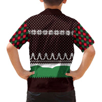 Christmas Golf Family Matching Off The Shoulder Long Sleeve Dress and Hawaiian Shirt with Elf Golfer Argyle Plaid and Snowflake Pattern - Wonder Print Shop