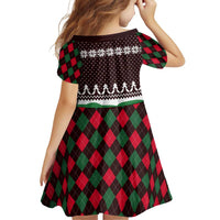 Christmas Golf Family Matching Off The Shoulder Long Sleeve Dress and Hawaiian Shirt with Elf Golfer Argyle Plaid and Snowflake Pattern - Wonder Print Shop