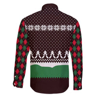 Christmas Golf Family Matching Off The Shoulder Long Sleeve Dress and Hawaiian Shirt with Elf Golfer Argyle Plaid and Snowflake Pattern - Wonder Print Shop