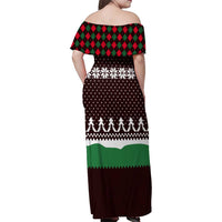 Christmas Golf Family Matching Off Shoulder Maxi Dress and Hawaiian Shirt with Elf Golfer Argyle Plaid and Snowflake Pattern - Wonder Print Shop