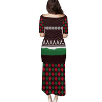 Christmas Golf Family Matching Puletasi and Hawaiian Shirt with Elf Golfer Argyle Plaid and Snowflake Pattern - Wonder Print Shop