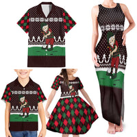 Christmas Golf Family Matching Tank Maxi Dress and Hawaiian Shirt with Elf Golfer Argyle Plaid and Snowflake Pattern - Wonder Print Shop