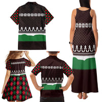 Christmas Golf Family Matching Tank Maxi Dress and Hawaiian Shirt with Elf Golfer Argyle Plaid and Snowflake Pattern - Wonder Print Shop