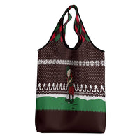 Christmas Golf Grocery Bag with Elf Golfer Argyle Plaid and Snowflake Pattern - Wonder Print Shop