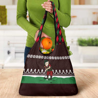 Christmas Golf Grocery Bag with Elf Golfer Argyle Plaid and Snowflake Pattern - Wonder Print Shop