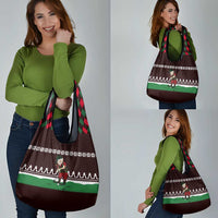 Christmas Golf Grocery Bag with Elf Golfer Argyle Plaid and Snowflake Pattern - Wonder Print Shop