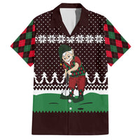 Christmas Golf Hawaiian Shirt with Elf Golfer Argyle Plaid and Snowflake Pattern - Wonder Print Shop