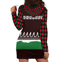 Christmas Golf Hoodie Dress with Elf Golfer Argyle Plaid and Snowflake Pattern - Wonder Print Shop