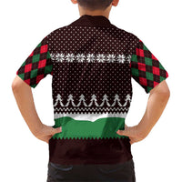Christmas Golf Kid Hawaiian Shirt with Elf Golfer Argyle Plaid and Snowflake Pattern - Wonder Print Shop