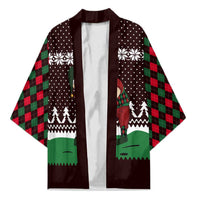 Christmas Golf Kimono with Elf Golfer Argyle Plaid and Snowflake Pattern - Wonder Print Shop