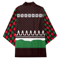 Christmas Golf Kimono with Elf Golfer Argyle Plaid and Snowflake Pattern - Wonder Print Shop