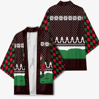 Christmas Golf Kimono with Elf Golfer Argyle Plaid and Snowflake Pattern - Wonder Print Shop
