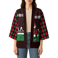 Christmas Golf Kimono with Elf Golfer Argyle Plaid and Snowflake Pattern - Wonder Print Shop