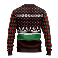 Christmas Golf Ugly Christmas Sweater with Elf Golfer Argyle Plaid and Snowflake Pattern - Wonder Print Shop