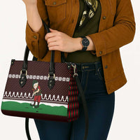 Christmas Golf Leather Bag with Elf Golfer Argyle Plaid and Snowflake Pattern - Wonder Print Shop