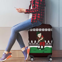 Christmas Golf Luggage Cover with Elf Golfer Argyle Plaid and Snowflake Pattern - Wonder Print Shop