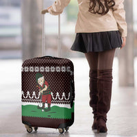 Christmas Golf Luggage Cover with Elf Golfer Argyle Plaid and Snowflake Pattern - Wonder Print Shop